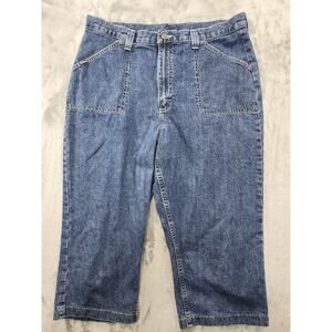 Vintage 90s Riders High Rise Crop Capri Jeans Size 16M Blue Stretch Pedal Pusher